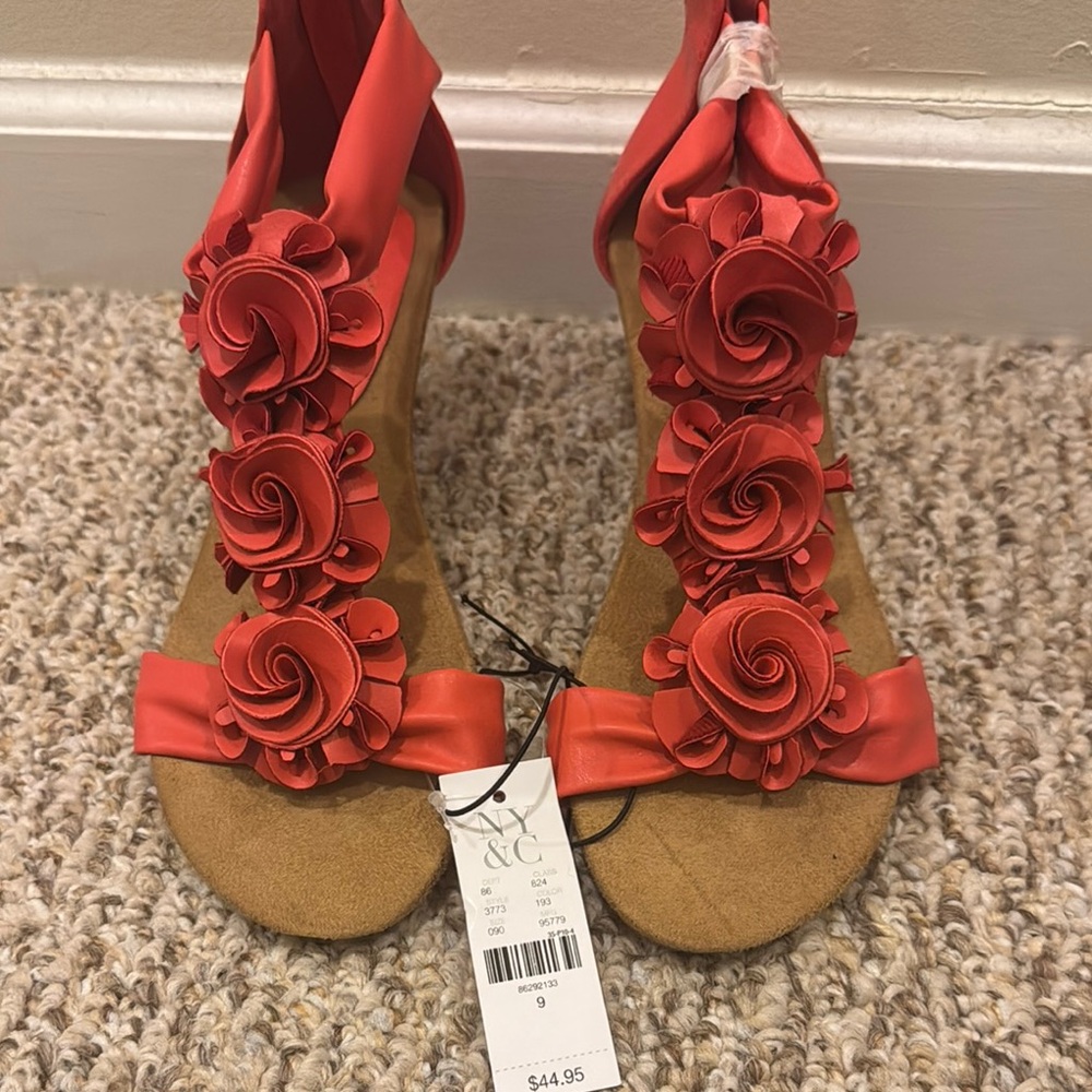 Red Floral Women's Sandals